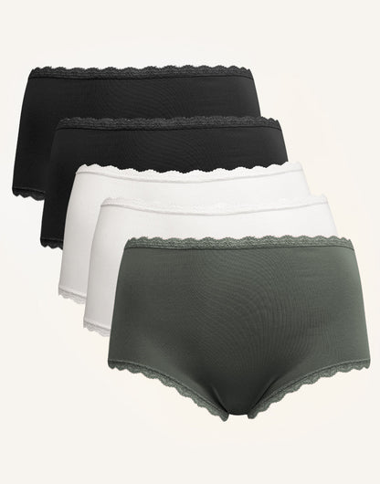 High-Panty-Set 5x Basic Herbst
