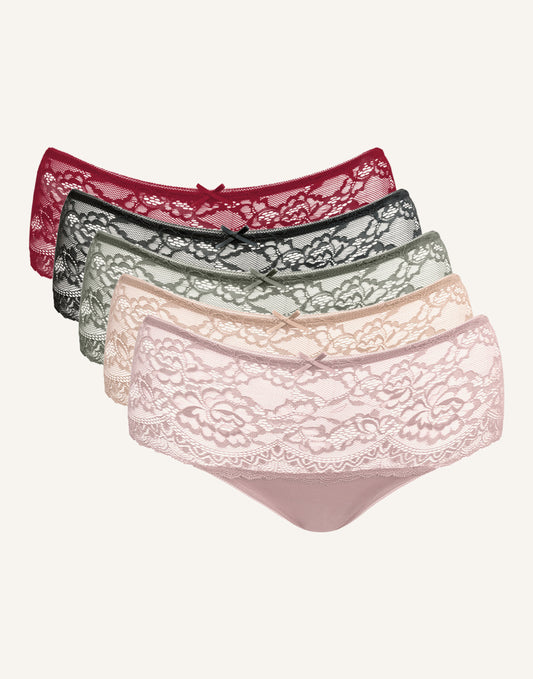 High-Panty-Set 5x Lace Basic Herbst