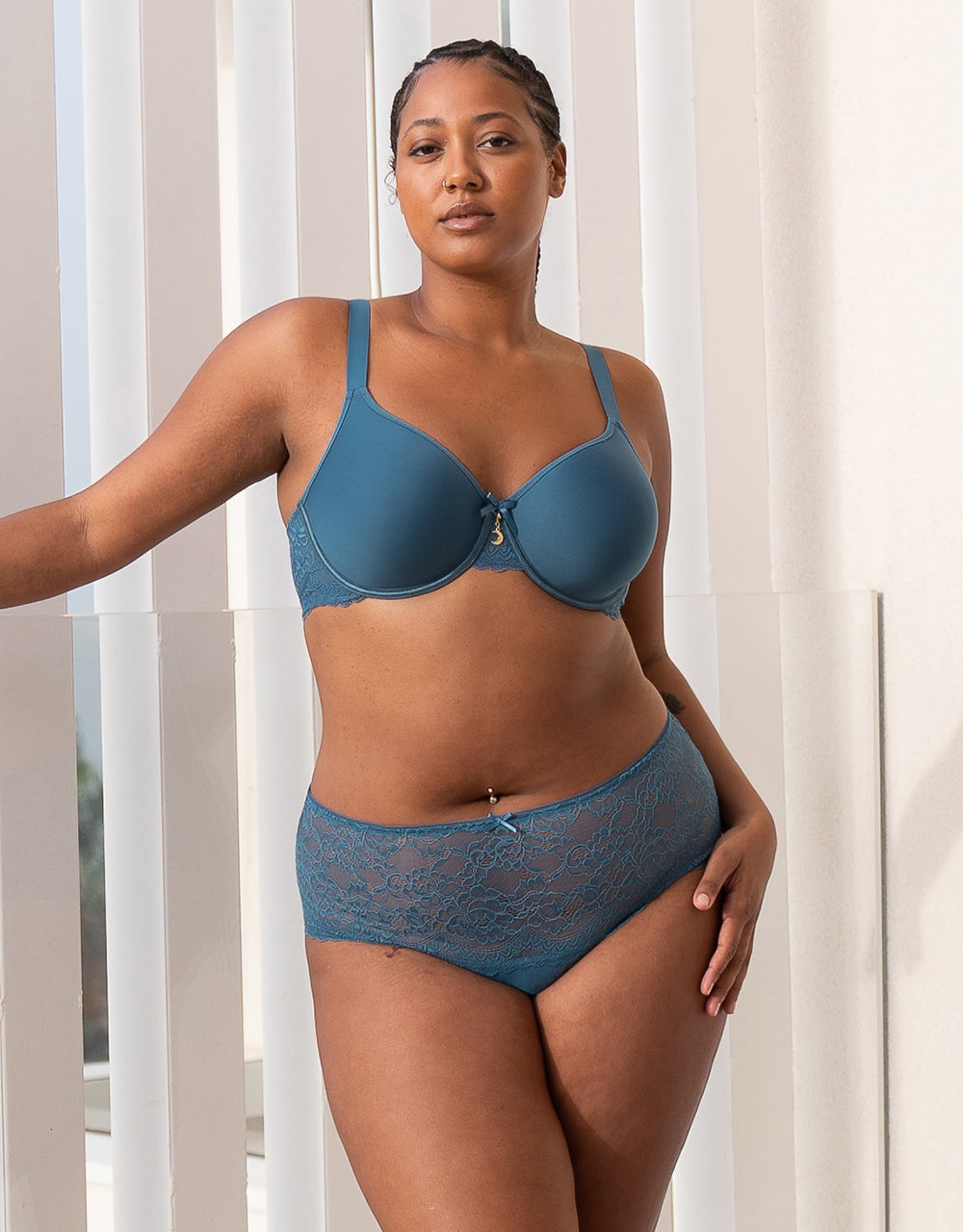 High-Panty Lace Basic Teal