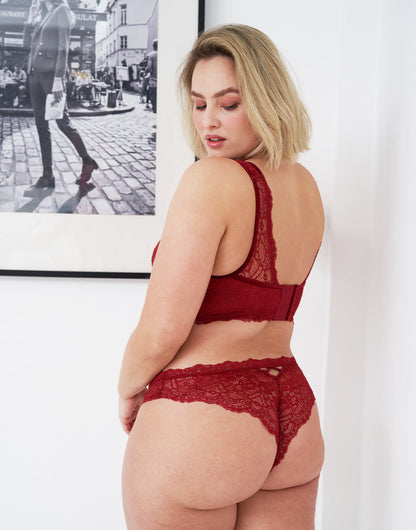 Brazilian-Slip Eliana Velvet Burgundy