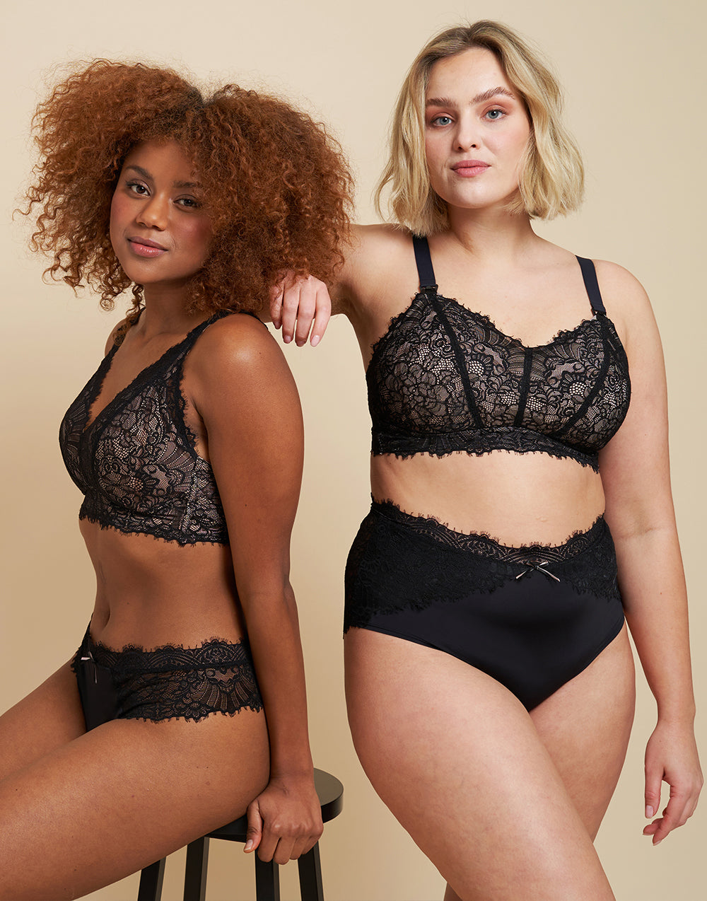 High-Waist-Panty Sophia Black/Beige