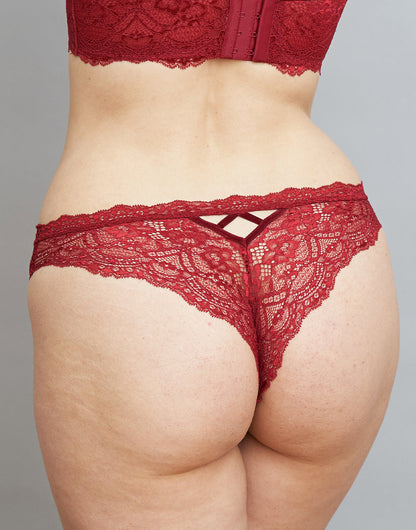 Brazilian-Slip Eliana Velvet Burgundy