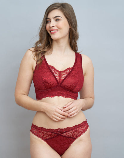 Brazilian-Slip Eliana Velvet Burgundy