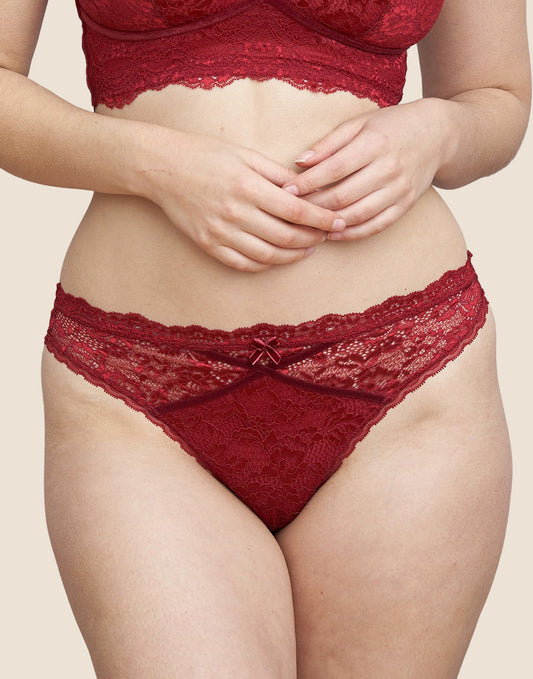 Brazilian-Slip Eliana Velvet Burgundy