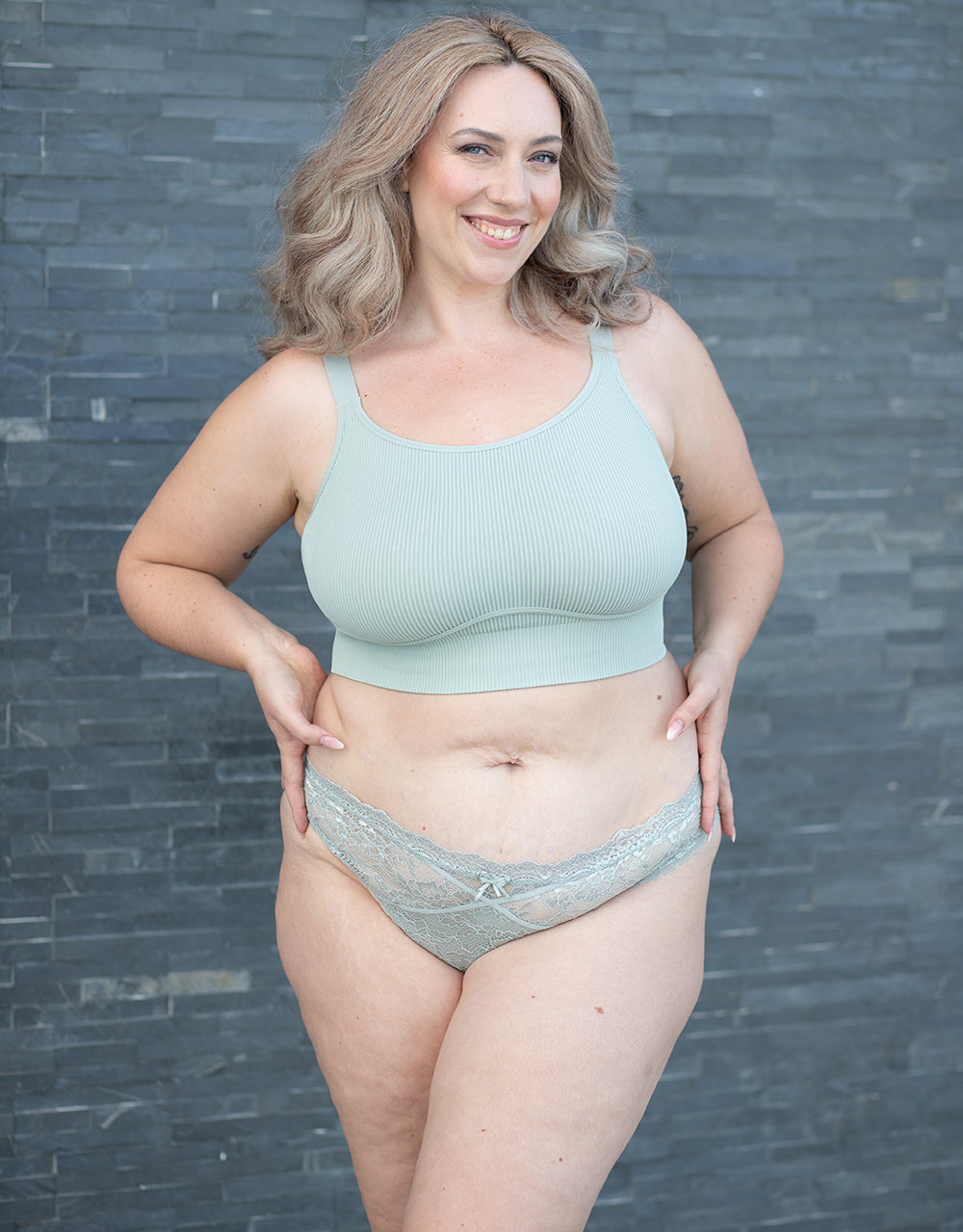 Brazilian-Slip Eliana Satin Sagegrey