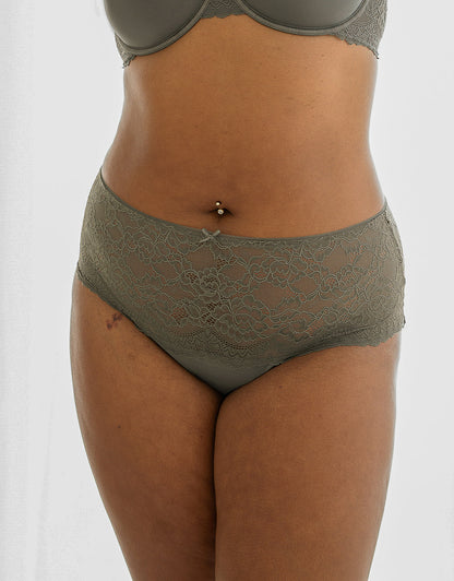 High-Panty Lace Basic Classic Olive