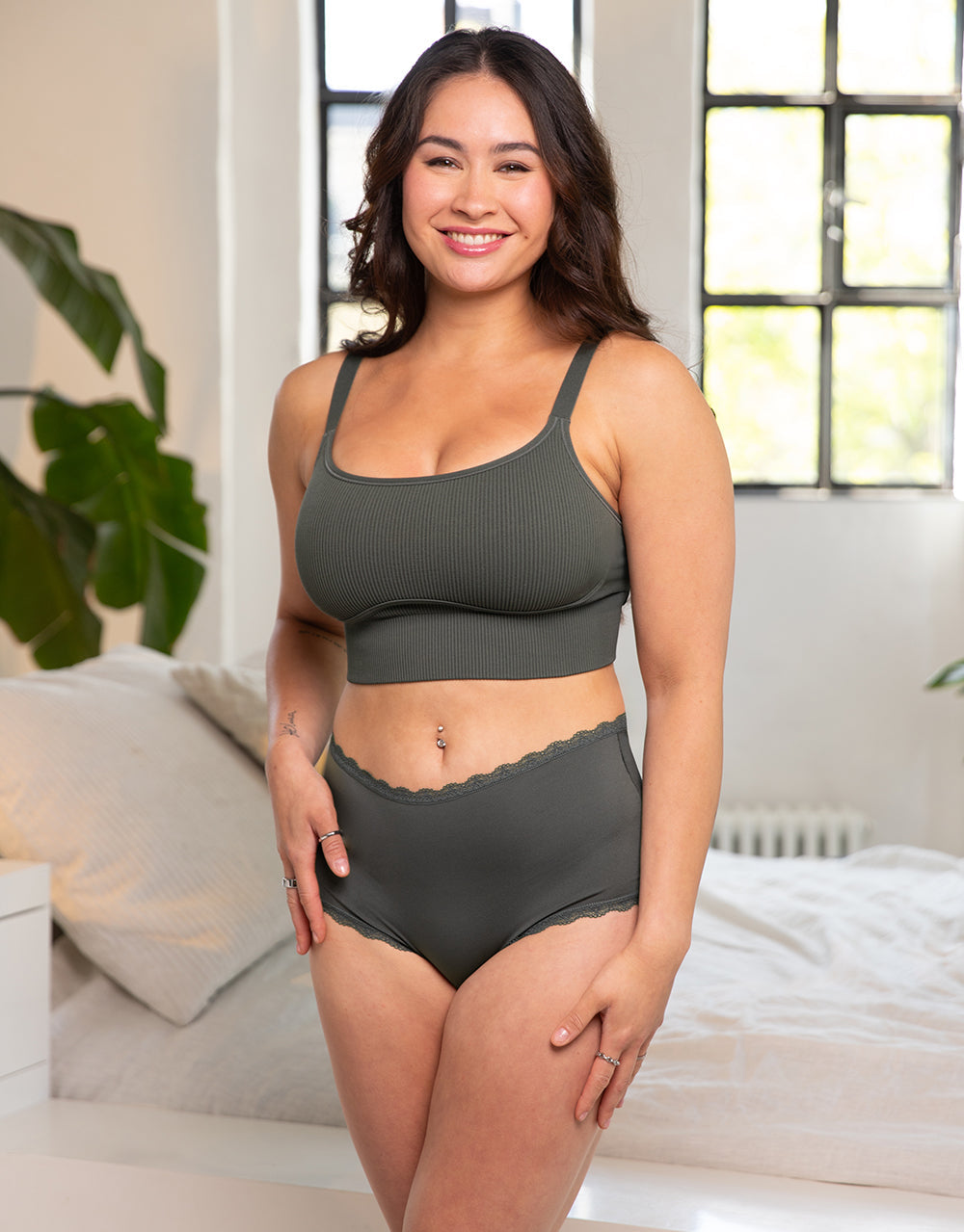 High-Panty Basic Olive