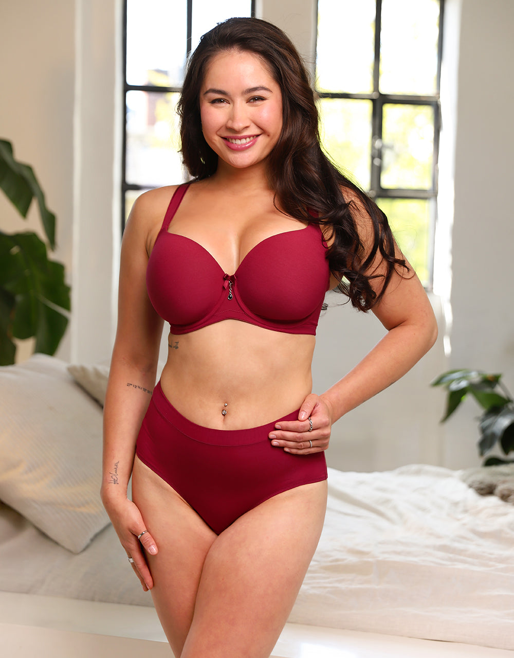 High-Panty Cozy Basic Bordeaux