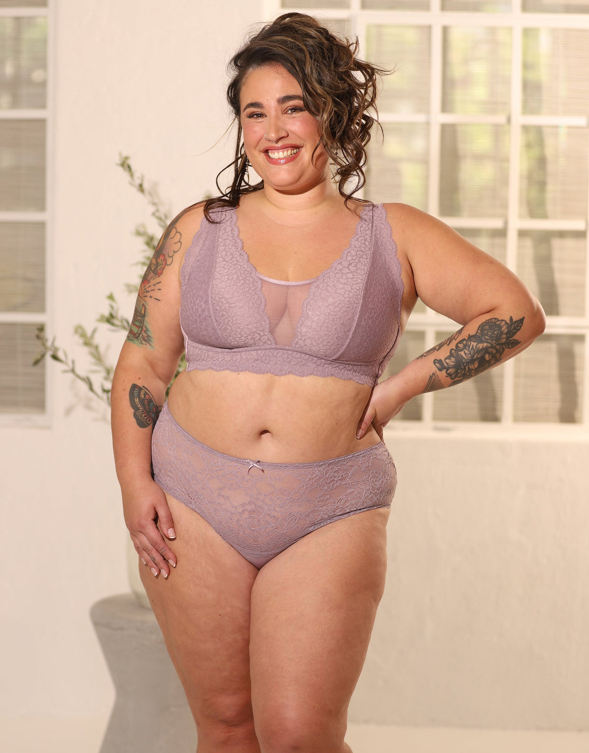 High-Panty Lace Basic Violetgrey
