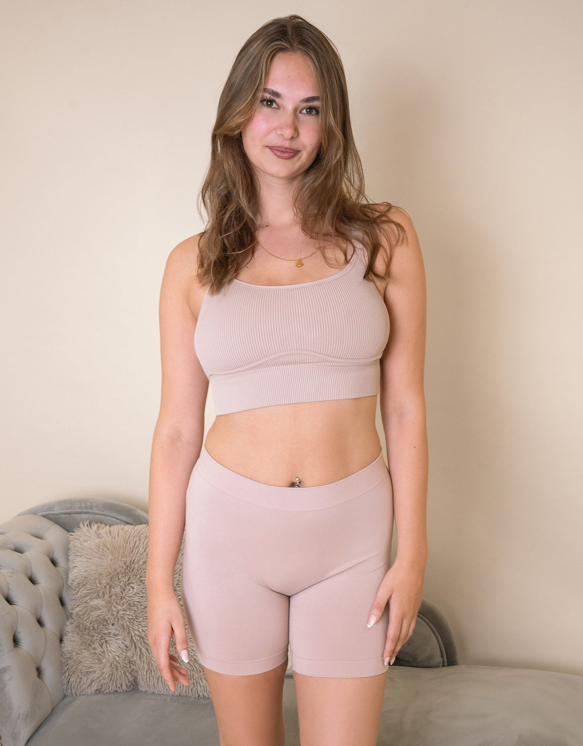 High-Waist-Shorts Freeda Bamboo Taupe
