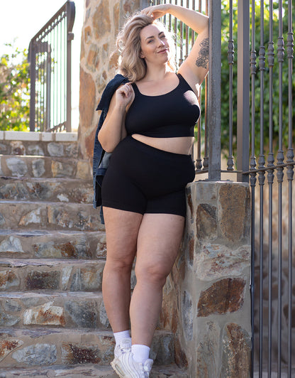 High-Waist-Shorts-Set 2x Freeda Black/Taupe