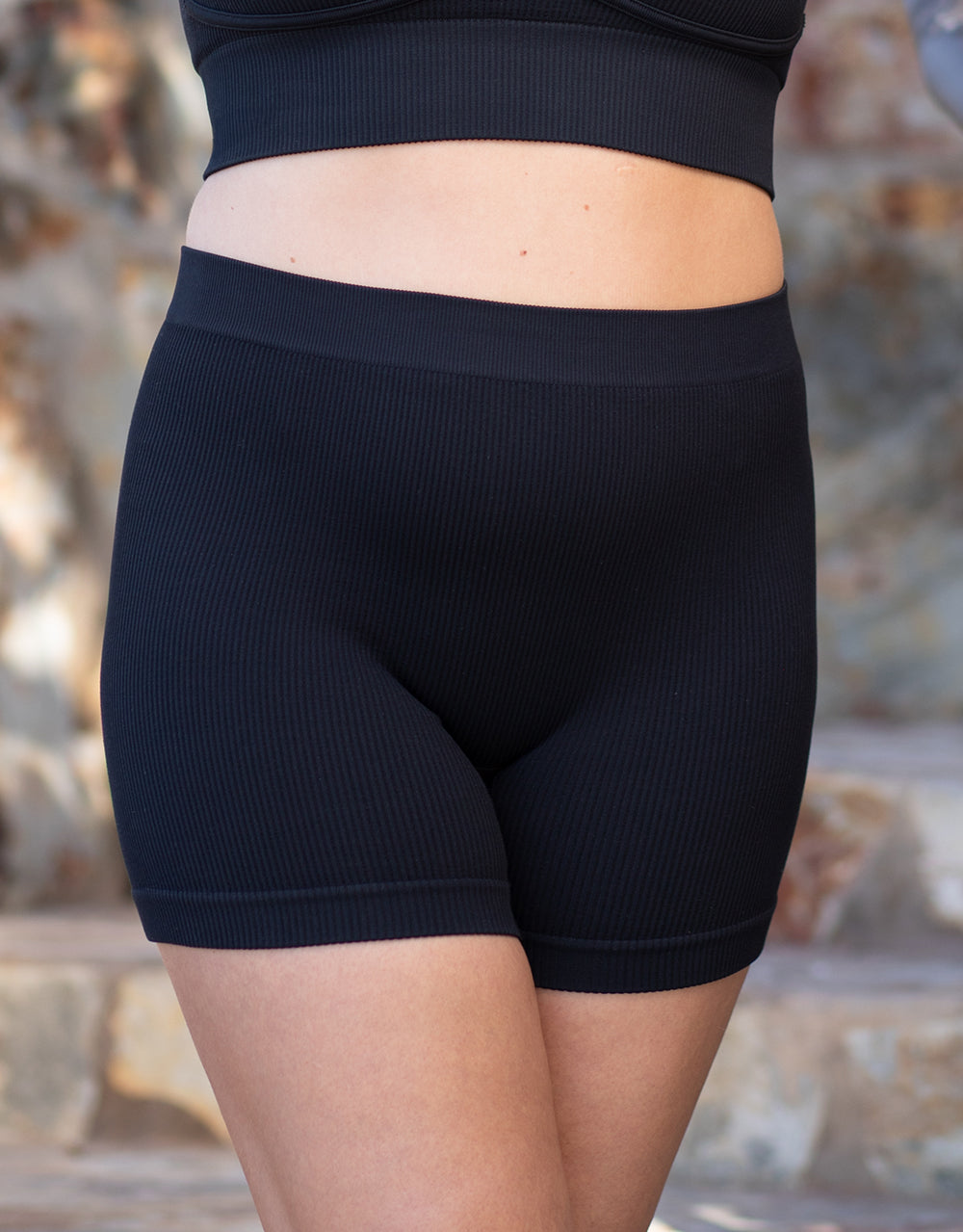 High-Waist-Shorts-Set 2x Freeda Black/Mauve