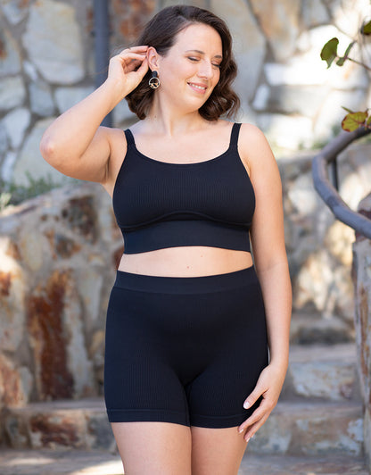 High-Waist-Shorts-Set 2x Freeda Black/Mauve