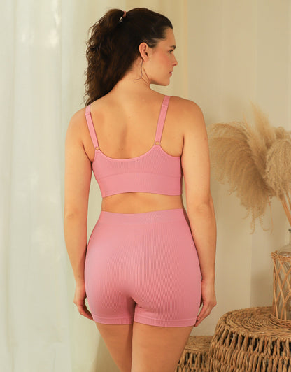 High-Waist-Shorts-Set 2x Freeda Black/Mauve