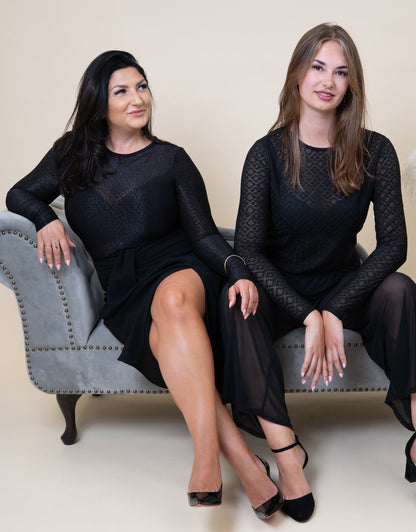 Langarmshirt-Set 2x Geo/Leo Black