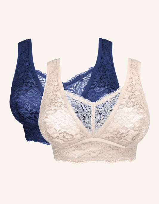 Bralette-Set 2x Eliana Marine/Pale