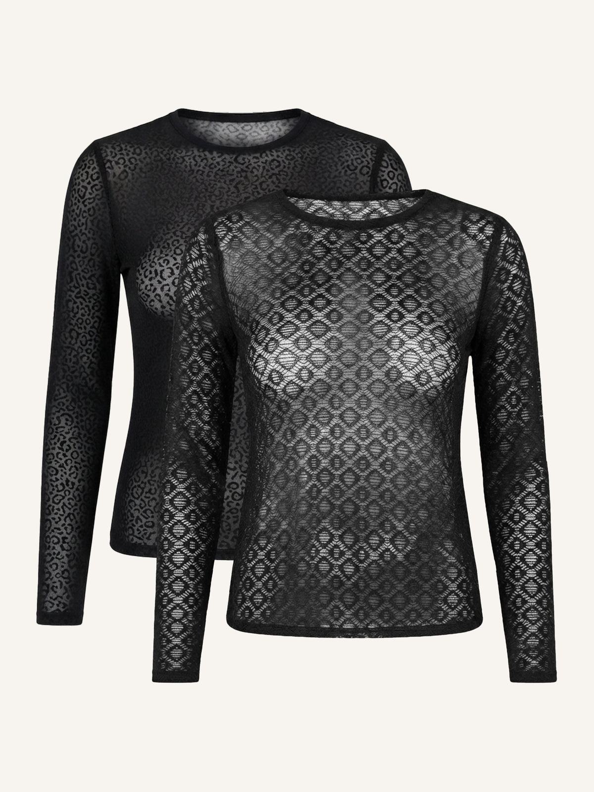 Langarmshirt-Set 2x Geo/Leo Black
