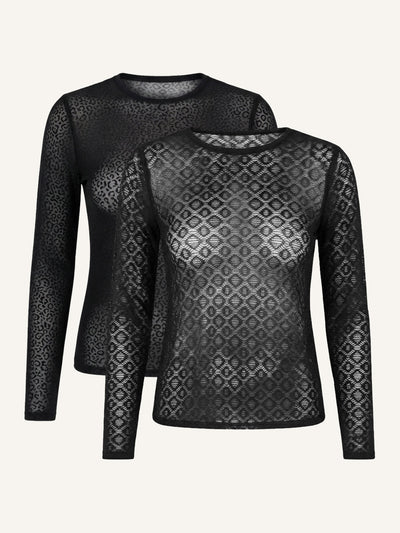 Langarmshirt-Set 2x Geo/Leo Black