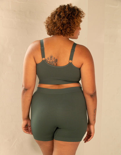 High-Waist-Shorts-Set 2x Freeda Olive/Taupe