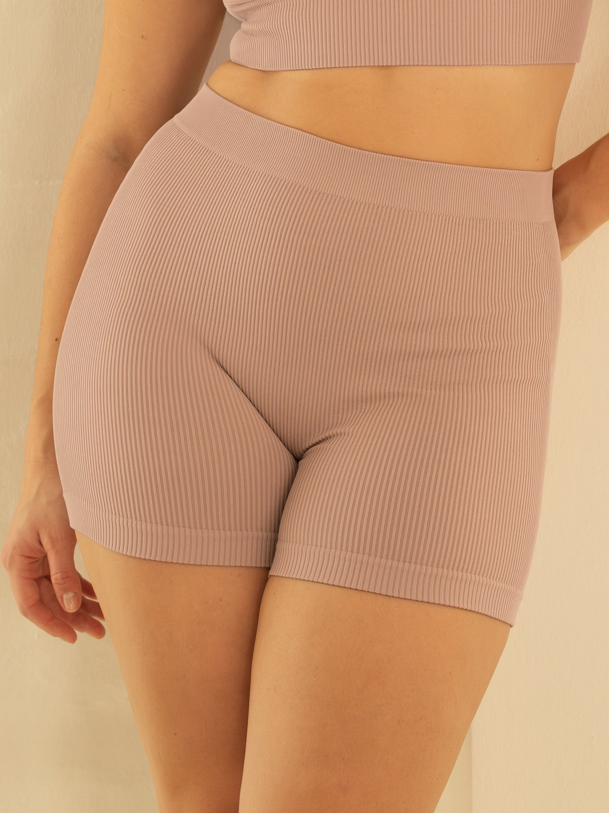 High-Waist-Shorts-Set 2x Freeda Olive/Taupe